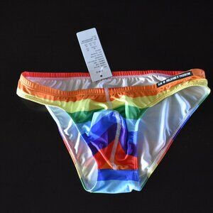 D.M. Mens Rainbow Swim Brief - XL - NWT